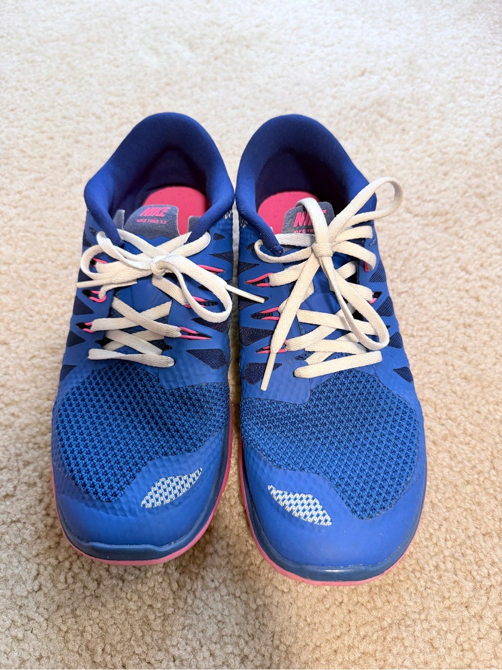 Nike Women's Royal Blue Athletic Sneakers with Pink Accents 7Y fits W8